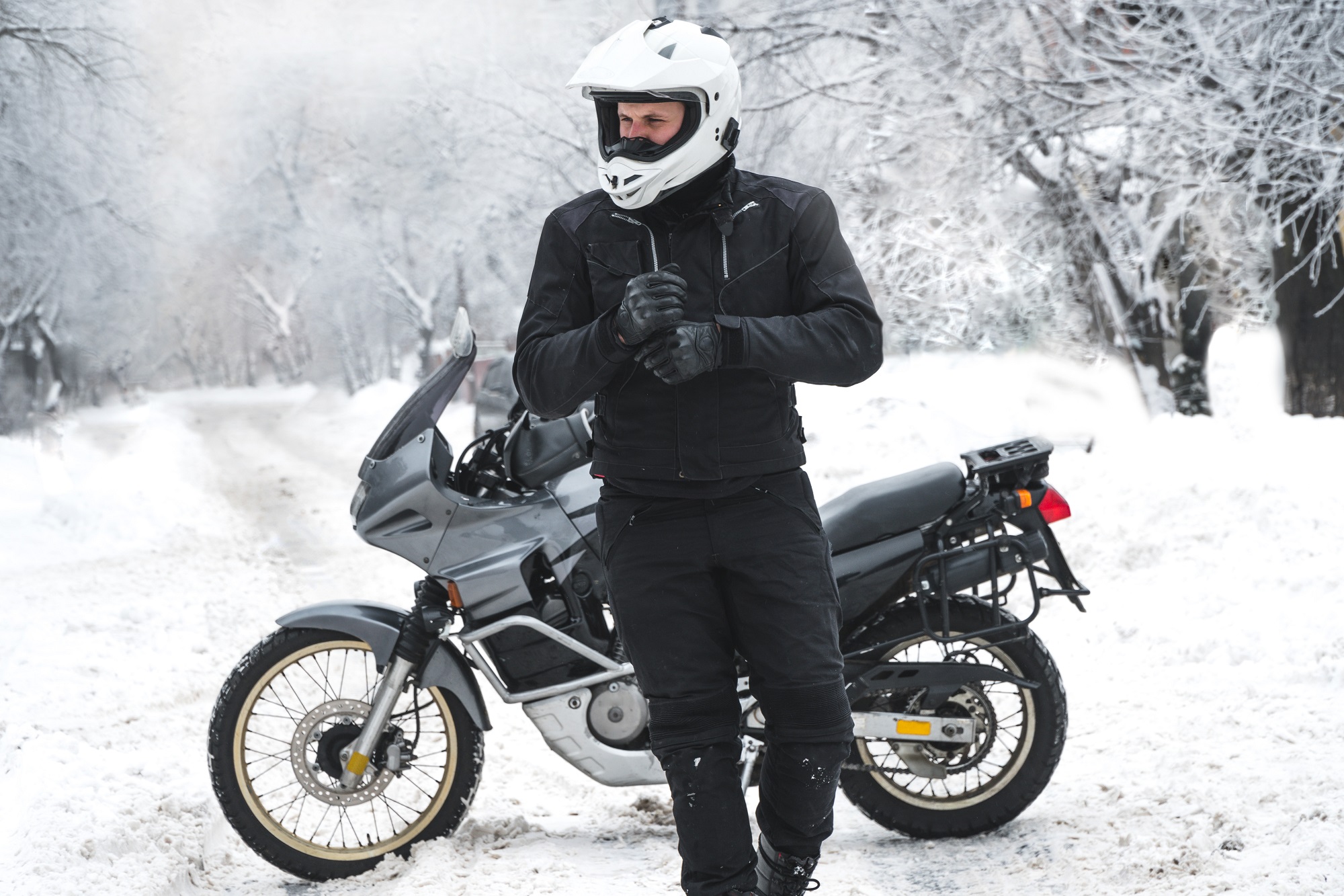 Winter Motorbike Gloves Black/Green, Large Oro Biker Winter Motorcycle Gloves Waterproof Thermal Gloves Touch Screen Winter Hiking Outdoor Sports 