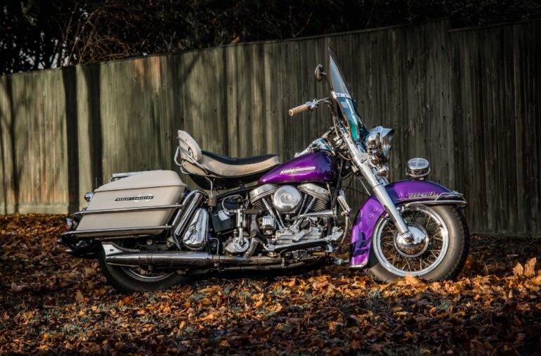 Harley Davidson Duo-Glide parked outside
