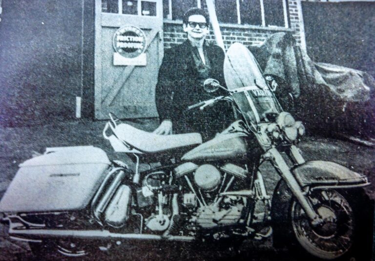 Harley fan Roy Orbison with Bob's bike