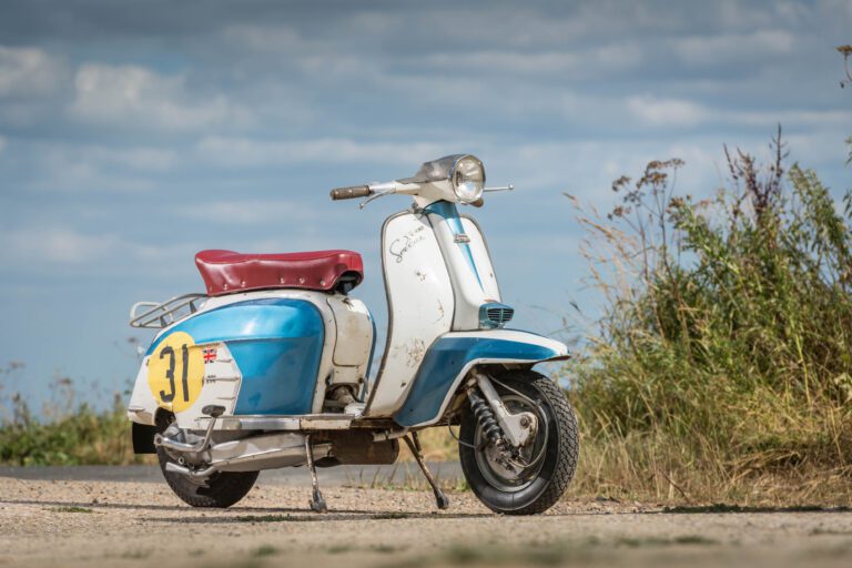 Lambretta SX200 parked on a moody background