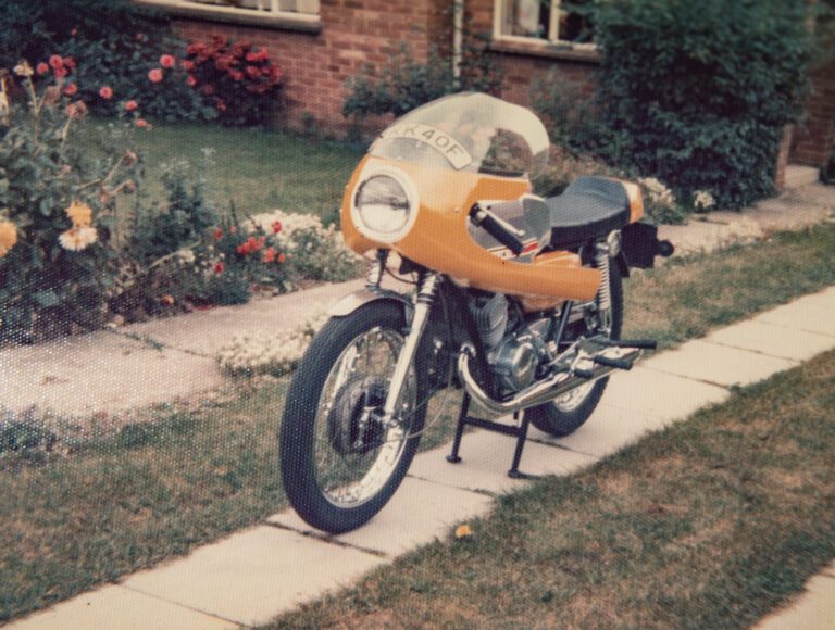 When the bike was yellow shortly after Pat converted to cafe racer style