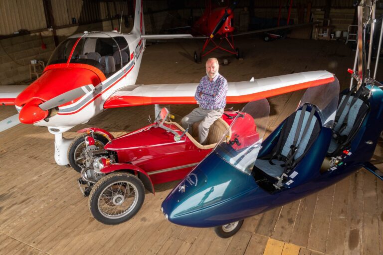 Roger with his Triking, Robin aircraft and autogyro