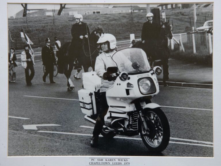 PC Karen Wicks policing a National Front march in Leeds in 1979