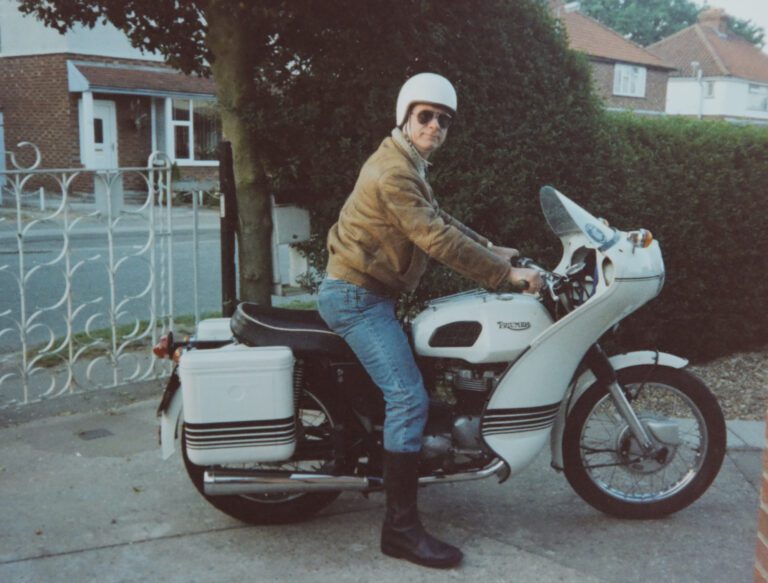 Peter with the Triumph in the early 1990s