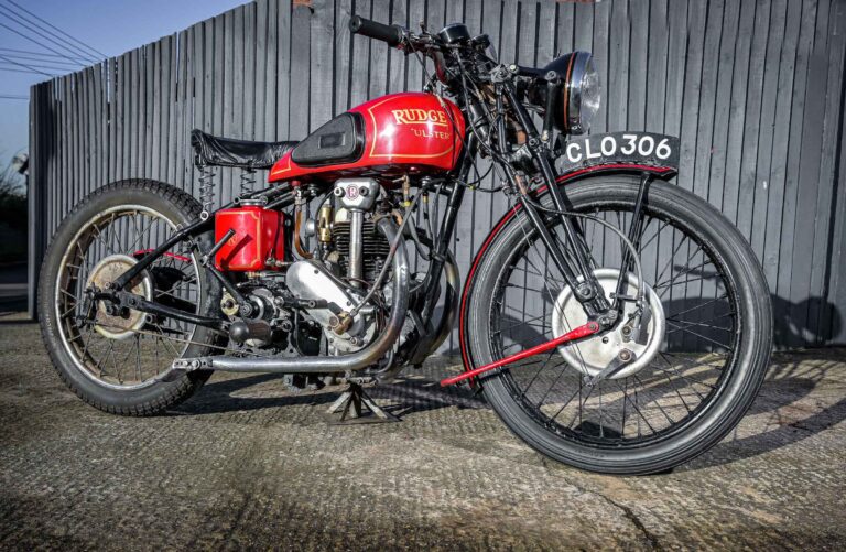 Rudge Ulster 1936 parked outside