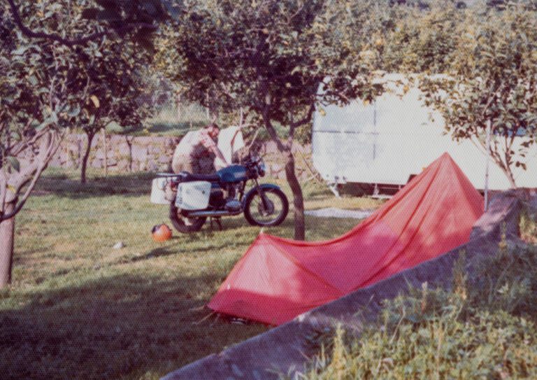 Camping with the Ducati en route to Sicily