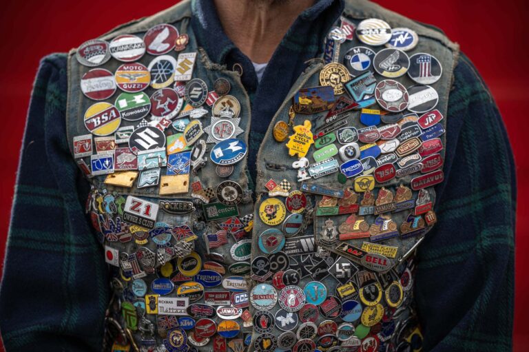 Dick Lingley's Levi denim jacket with bike badges