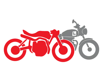 Illustration of learner and new rider bikes, red and grey
